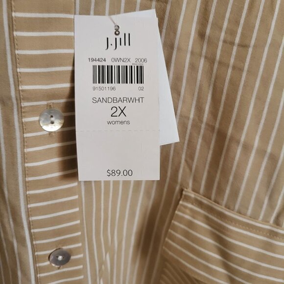 J Jill sandbar/white striped blouse NWOT 2X - Picture 6 of 13